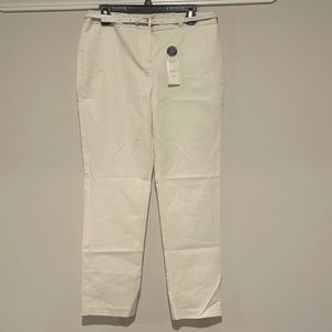 NWT Women Charter Club White Pants Classic Fit Slim Leg Tummy Slimming Size 10P